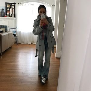 Burberry short trench coat, worn rarely. Ice blue